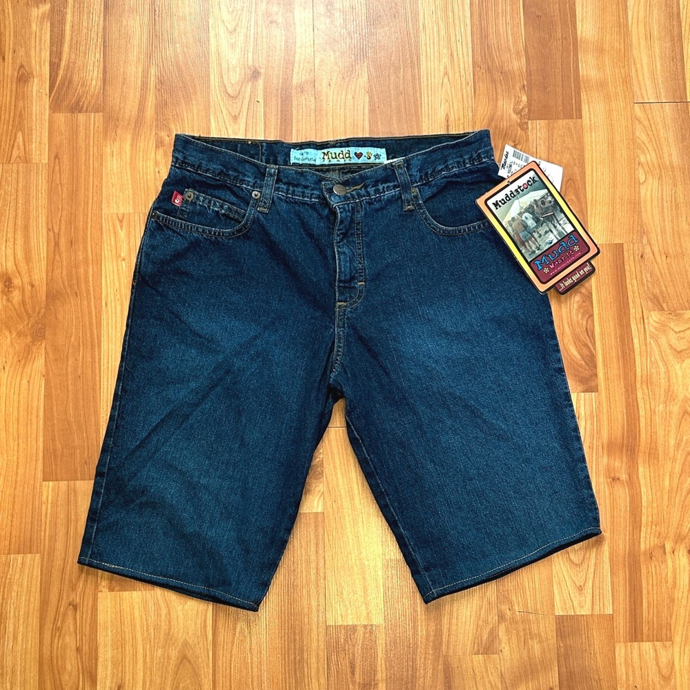 Vintage Y2K Muddstock Denim Jorts Deadstock Mudd Jeans Long Shorts Size 10